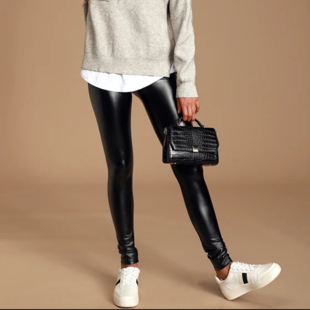 Black Vegan Leather Leggings